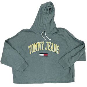 Tommy Hilfiger Jeans‎ Women's Cropped Hoodie Sweatshirt Graphic XXL Green 2XL